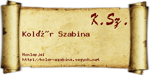 Kolár Szabina névjegykártya